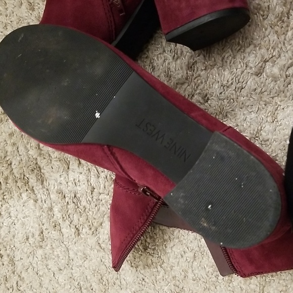 Nine West burgundy suede ankle boots - Picture 5 of 5